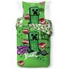 Jay Franco Minecraft Creeper - Set di biancheria da letto per bambini, super morbida, con federa, solo copripiumino (imbottitura non inclusa), Endermen, zombie, blu, 2 pezzi