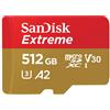 SANDISK Scheda di memoria Sandisk SDSQXA1-512G-_N6MA Extreme Micro SDXC Classe 10 UHS-I U3 V30 A2 microSDXC, 512 GB, Classe 10 / UHS-III