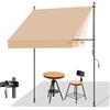 HOMEDEMO Tenda da Sole a Morsetto con manovella regolabile, tende per esterno senza foratura, Altezza e Bracci Regolabile, Impermeabile e Anti-UV, per Balcone e Terrazzo, 250cm x (120-150) cm Cachi