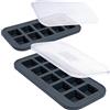 Souper Cubes 2 cucchiai/28,3 g vassoio congelatore con coperchio, colore carbone, confezione da 2. congelare cibo, cubetti di ghiaccio, alimenti per bambini