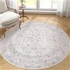 HUGEAR Vintage Tappeto Rotondo Grigio Tappeti 180cm Antiscivolo Lavabile in Lavatrice Tondo Tapette Salotto Camera da Letto Soggiorno Scendiletto Ufficio Pelo Corto Rotondi Carpet