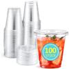 Eupako 100 bicchieri di plastica da 240 ml, con coperchio, monouso, trasparenti per bevande, profumi, frullati, adatti al frigorifero e impilabili