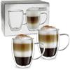 Creano Tazza Thermos a Doppia Parete in Vetro Borosilicato con Manico - 2x 400ml DG-SH - Set 2 Pezzi per Cappuccino Caffè Tè Latte Bicchieri Isolanti Trasparenti Design Elegante Regalo Perfetto