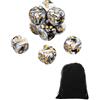 CULEB 10 PCS Dadi,16mm D6 Dadi da Gioco Acrilici,SetDadi con Borsa di Velluto per Giochi da Tavolo,Giochi di Ruolo(Nero-Bianco)