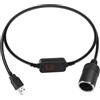 RIIEYOCA Cavo Convertitore Presa Accendisigari da USB A, Adattatore Accendisigari da 5V a 12V Femmina a USB A con Display Digitale per Dash Cam, Rilevatore Radar (0,3 m / 1 FT)