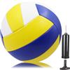 GOMETY Palla da pallavolo, misura ufficiale 5, da beach volley, per interni ed esterni, in PVC, morbida, con pompa, per spiaggia, giardino e bagno (blu, bianco, giallo)