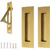 UFURMATE 1 set di maniglie quadrate per porta a incasso e bordo caricato a molla, 1 set di maniglie per porte scorrevoli in acciaio inox per armadio (oro)