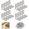 FLZONHUT Staffa Angolare, 20 Pezzi Parentesi Angolare 90 Gradi Angolo Retto Staffa di Fissaggio Acciaio Inox L Supporti con 80 Pezzi Viti per Legno, Libreria, Finestre (40 * 40MM)