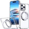 XKchatpt Custodia Magnetica con Anello Ruotabile a 360° Mag-Stand per iPhone 15 Pro Max, Cover Rigida in Silicone e Policarbonato Antiurto con Supporto ad Anello, Compatibile MagSafe (Trasparente)