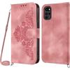 Netany Cover per Motorola Moto G22 4G con Cordino, Flip Portafoglio Custodia in Pelle, [2 Porta Carte][Chiusura Magnetica],Custodia Libro Antiurto Cover con Laccio per Motorola Moto G22 4G (Rosa)
