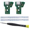 EMSea Scheda di interfaccia 2PCS JDS-040 e cavo a nastro a 12 pin compatibile con PS4 Pro/Slim Wireless Controller sostituzione porta di ricarica Assembly