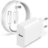 KEMPOW Caricatore iPhone 15 16 Pro Max/15 16 Plus/17/Air,20W Caricatore Rapido USB C Caricabatterie iPhone 15 Alimentatore USB C Adattatore Presa Spina Spinotto Ricarica Rapida per iPhone 15/16,iPad Pro/Air