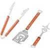 PTSUPLES Accessori Set Barbecue 3 Pezzi in Acciaio Inox e Manico Legno con Paletta, Pinze e Forchetta - Accessori Grill Resistente per Giardino, Campeggio, Festa - Regalo Natale/Compleanno per Mariti, Papà