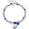 Dada Gioielli- Bracciale Amore Mamma Campanella e Cuore Frase Bi-Lingua 17+3 cm - Bracciale Donna Anelli Intrecciati a Nodino in Acciaio Disponibile In Colori Diversi Idee Regalo Donna (Argento + Blu)