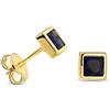 Miore Orecchini Donna Piccoli a Lobo Solitario Zaffiro Blu Oro Giallo 9 Kt / 375