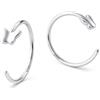 BodyBonita Orecchini Cerchio Donna Argento 925 Ipoallergenici, Semiaperto Huggie Orecchini Piccoli Set Argento Lobo Piercing