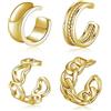 CHIC & ARTSY Orecchini a clip da donna, in argento Sterling 925, placcati in oro 18 carati, non forati, regolabili, senza pietre preziose, Argento sterling, Nessuna pietra preziosa