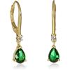 Diamond Treats Orecchini Pendenti Donna Argento 925 Placcato Oro Verde Smeraldo Goccia 6x8 mm con Zirconia Cubica, Monachella Elegante