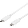 DELTACO USB-C - Cavo USB-C, 5Gbit/s, 5A, 1M, bianco