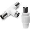 Glowster Connettore per antenna TV Connettore TV (2 pz) e 2 pin TV, bianco