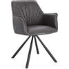 Bizzotto Sedia con braccioli girevole Breval grigio