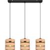 Globo lighting Lampadario a sospensione Soeni nero opaco e legno a 3 luci in metallo 3XE27 15650-3H/40