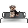 lionto Lettino Rialzato da Esterno per Cani, 75 x 47 cm, Nero | Lettino rialzato per cani con superficie traspirante, rivestimento rimovibile e telaio in metallo, montaggio rapido