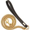 PRADOG Guinzaglio per cani in metallo a prova di masticazione, 12 mm, resistente, con manico imbottito in pelle, per cani di taglia grande, media e piccola (lunghezza totale di 0,9 m)