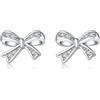 SLUYNZ Orecchini a fiocco in argento Sterling 925 solido per donne ragazze CZ piccoli orecchini a perno, Piccolo, Argento sterling, Zirconia cubica