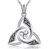 CHIC & ARTSY CHIC ARTSY - Collana in argento Sterling 925 con nodo celtico della Trinità irlandese, ossidato, buona fortuna, triscele, nodo celtico, gioielli raffinati, collana con ciondolo a forma di dea della