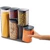 Joseph Joseph Podium - Set di 5 barattoli con supporto, contenitori da cucina - Grigio
