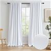 KEQIAOSUOCAI Tende oscuranti in lino, 100% lunghe 300 cm, set di 2 pannelli, lunghezza 3,5 m, resistenti, per patio, soggiorno, tasca posteriore con asole, 127 x 305 cm, colore bianco, confezione da 2
