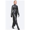 Fatto a mano Elegante abito nero party fit vero cappotto lungo elegante donna pelle di agn...