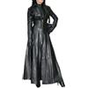 Fatto a mano Cappotto lungo donna in vera pelle di agnello elegante nero vestito festa ade...