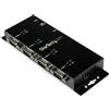 StarTech Hub adattatore StarTech.com da USB a seriale RS232 a 4 porte - Slot DIN industriale / montabile a parete - Convertitore da USB a seriale DB9 - Adattatore seriale - USB 2.0 - RS-232 x 4 - Nero