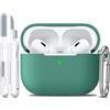 R-fun Custodia per Airpods Pro 2a/1a generazione con set di pulizia, protezione completa in silicone per custodia di ricarica Apple AirPods Pro 2023/2022/2019 [LED anteriore visibile], Verde pino