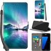PHINIENLAND Cover per Samsung Galaxy S7 PU Pelle Custodia Flip Aurora