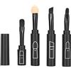 ZJchao Set di Pennelli per Trucco Telescopico 4 in 1, Kit di Pennelli per Trucco Viso Retrattile Portatile Mini Pennelli per Trucco Viso per Ombretto Sopracciglio Labbra per Viaggi(Nero)