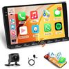 Motorsi 4GB + 64GB 2 Din Carplay Autoradio con Android Auto, 9" IPS Doppio Din Bluetooth Auto Stereo con Schermo, GPS, WiFi, DSP, Mirror Link, FM/RDS Radio, EQ + Telecamera Posteriore