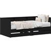 vidaXL Letto da giorno nero look quercia 100 x 200 cm materiale a base di legno