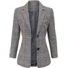 ebossy - Giacca da Donna a 2 Bottoni, con Risvolto e Pied de Poule - Grigio - Large