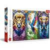 Trefl - Vetrate artistiche: Animali - Puzzle 1000 pezzi - Un puzzle che raffigura una bellissima vetrata artistica con animali esotici, per adulti e bambini dai 14 anni in su