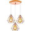 TOKIUS Lampada da Soffitto E27 Vintage Plafoniera Soffitto Industriale Metallo Gabbia ferro Lampada a Sospensione per Corridoio Camera da Letto Soggiorno,Rame (L-Base 25 cm)