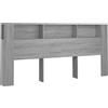 vidaXL Testiera con ripiani Grigio Sonoma 220x18,5x104,5 cm