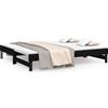 vidaXL Letto da giorno allungabile nero 2x(80x200) cm in legno di pino massiccio