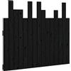 vidaXL Testiera da parete nera 95,5x3x80 cm in legno massello di pino