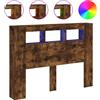 vidaXL Testata LED in rovere fumé 140x18,5x103,5 cm materiale a base di legno