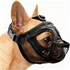 Unikeen Museruola Bulldog Francese, Regolabile Grande Cani Maschera Piatto | Museruola per cane traspirante per bulldog inglese Shar Pei Boxer Bullmastiff 18,6 - 24,9 kg, anti masticazione leccazione(L)