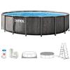 Intex 26744ND 5.49m x1.22m Greywood Prism Frame Premium Pool Set (Includes Filter Pump, Safety Ladder, Ground Cloth, Pool Cover)