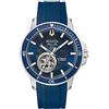 Bulova Orologio analogico automatico da uomo, con cinturino in silicone, 96A303, Blu, Moderno